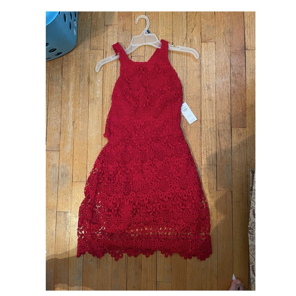 Red hollister lace dress size medium
